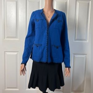 Karl Lagerfeld Blue Wool W/Crochet Edges Jacket M